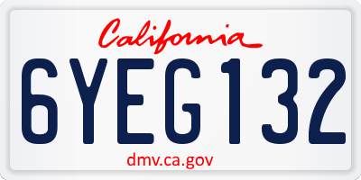 CA license plate 6YEG132