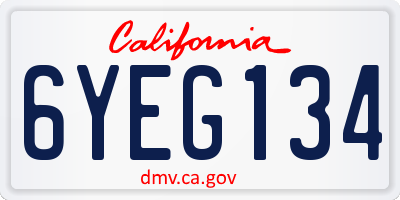 CA license plate 6YEG134