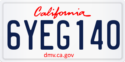 CA license plate 6YEG140