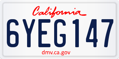 CA license plate 6YEG147