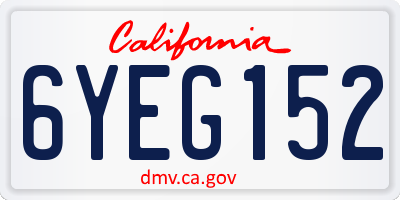 CA license plate 6YEG152