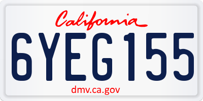 CA license plate 6YEG155