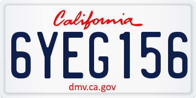 CA license plate 6YEG156