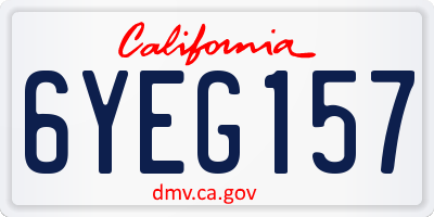 CA license plate 6YEG157
