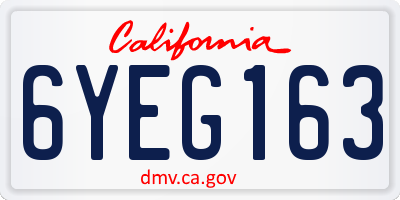 CA license plate 6YEG163