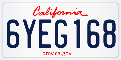 CA license plate 6YEG168