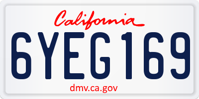 CA license plate 6YEG169