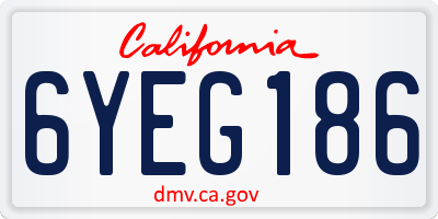 CA license plate 6YEG186