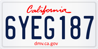 CA license plate 6YEG187