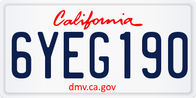 CA license plate 6YEG190