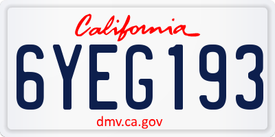 CA license plate 6YEG193