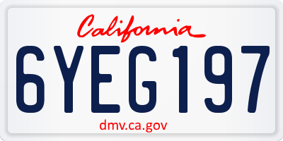 CA license plate 6YEG197