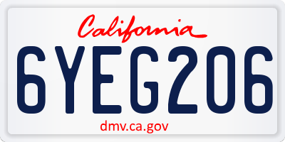 CA license plate 6YEG206