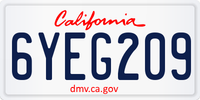 CA license plate 6YEG209
