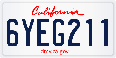 CA license plate 6YEG211