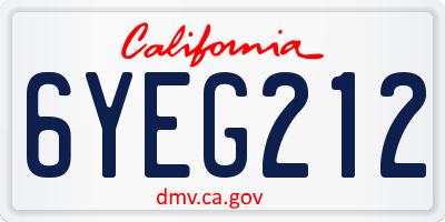 CA license plate 6YEG212