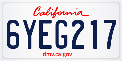 CA license plate 6YEG217