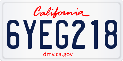 CA license plate 6YEG218