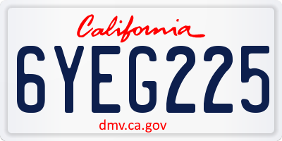 CA license plate 6YEG225