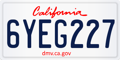 CA license plate 6YEG227