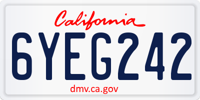CA license plate 6YEG242