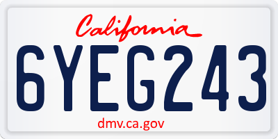 CA license plate 6YEG243