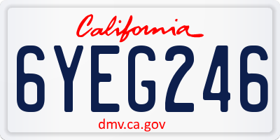 CA license plate 6YEG246