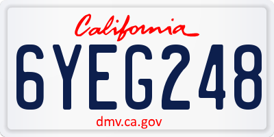 CA license plate 6YEG248