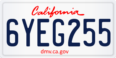 CA license plate 6YEG255