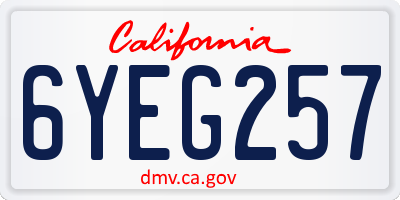 CA license plate 6YEG257