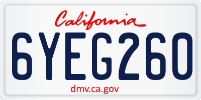 CA license plate 6YEG260