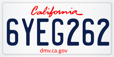 CA license plate 6YEG262