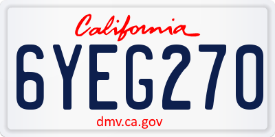 CA license plate 6YEG270