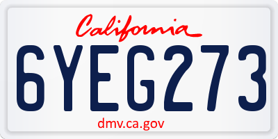 CA license plate 6YEG273