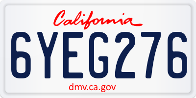 CA license plate 6YEG276