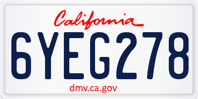 CA license plate 6YEG278