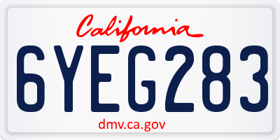 CA license plate 6YEG283