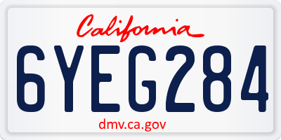 CA license plate 6YEG284