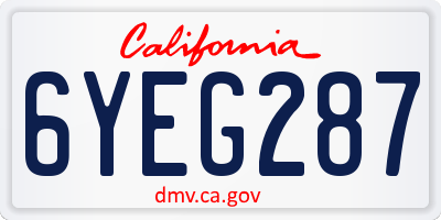 CA license plate 6YEG287