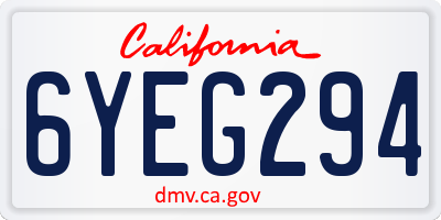 CA license plate 6YEG294