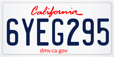 CA license plate 6YEG295