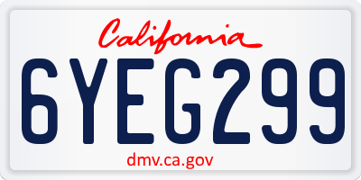 CA license plate 6YEG299