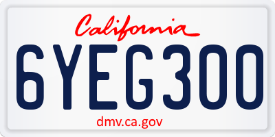 CA license plate 6YEG300