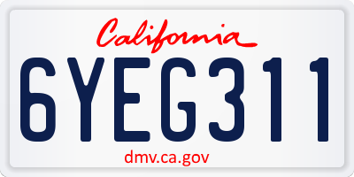 CA license plate 6YEG311