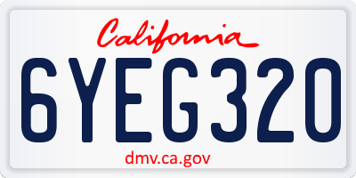 CA license plate 6YEG320