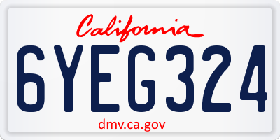 CA license plate 6YEG324