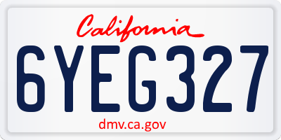 CA license plate 6YEG327