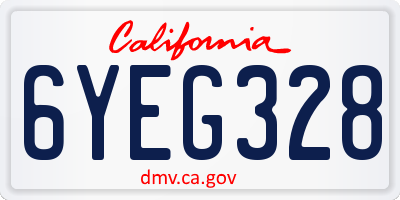 CA license plate 6YEG328