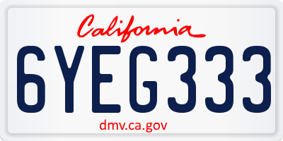CA license plate 6YEG333
