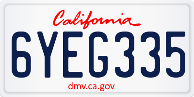 CA license plate 6YEG335